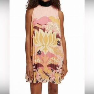 Scotch & Soda Bow Pleated Floral Mini Dress EUC